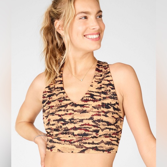 Fabletics On-The-Go PowerHold HW Leggings & Sports Bra  Cacao Tigress Sz L - Picture 5 of 16